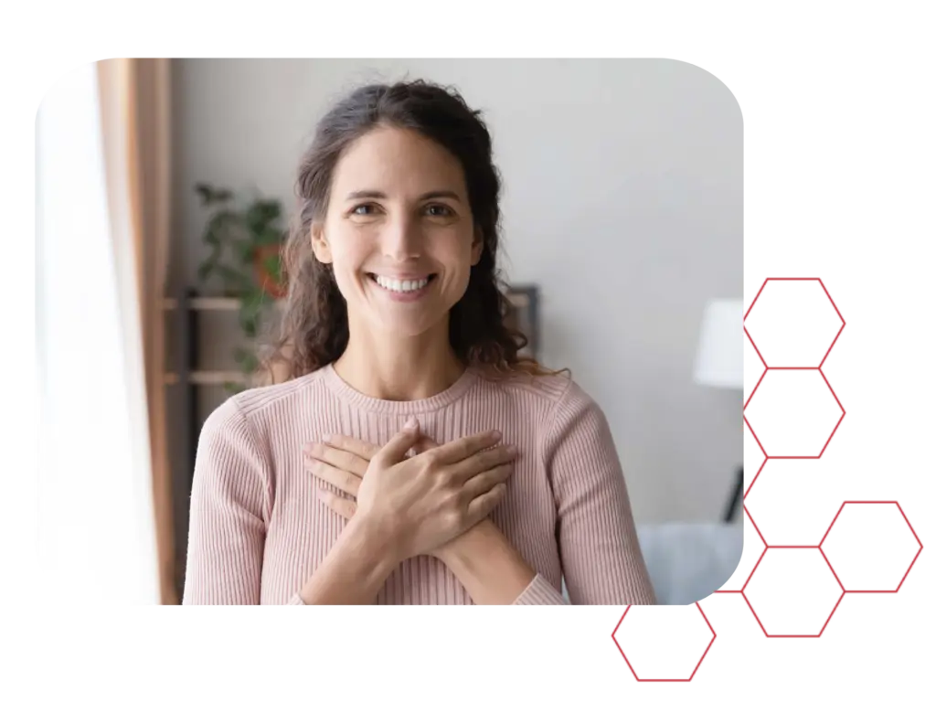 Woman with handing over her heart